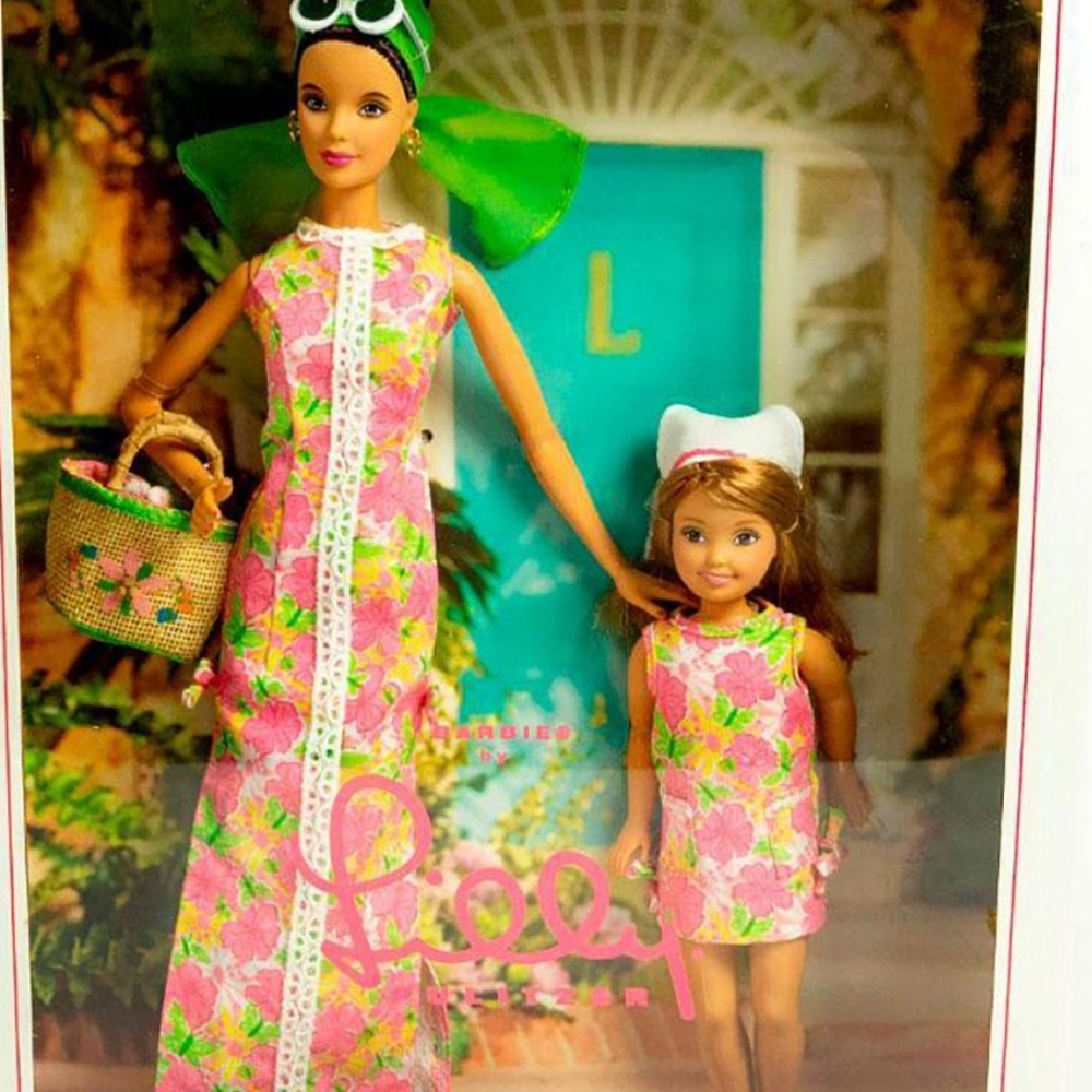 NIB Lilly Pulitzer Barbie and Stacie Doll Set Silver Label Collection